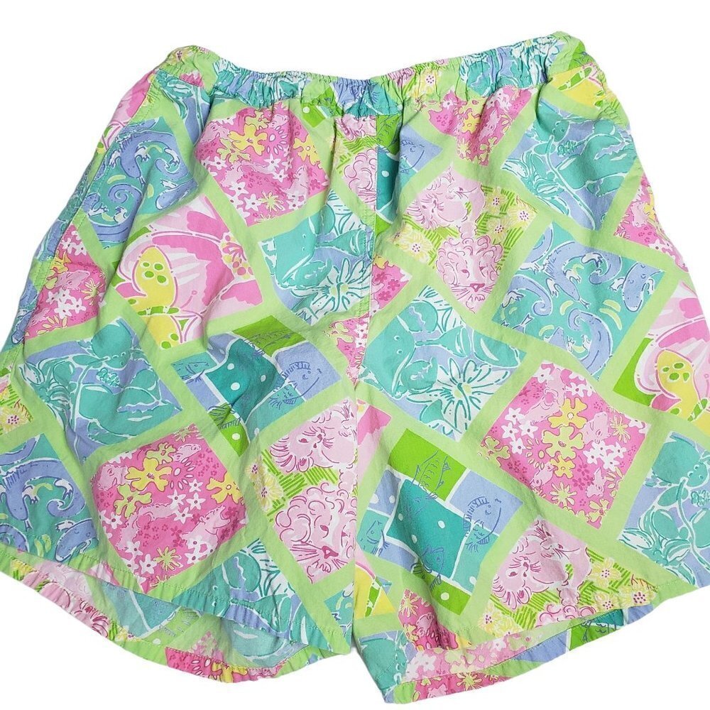 Lilly Pulitzer Shorts Animal Print Cotton High Waisted Vintage 90s Mens Medium